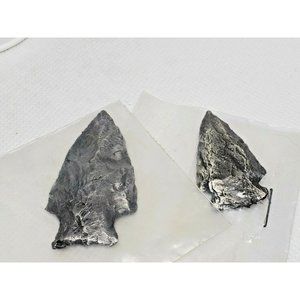 Lot Of 2 Detailed Pewter Arrow Heads Engraved Collectibles Shelf Sitter Décor